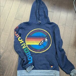 Aviator Nation Blue and Red Sweatshirt with Retro Graphic